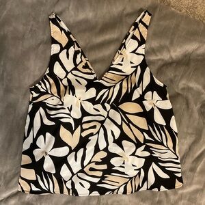 Floral Black and Cream Women's Tank Top